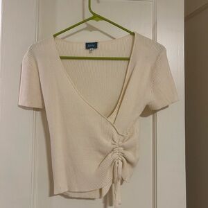 Ivory Ruched Short Sleeve Top